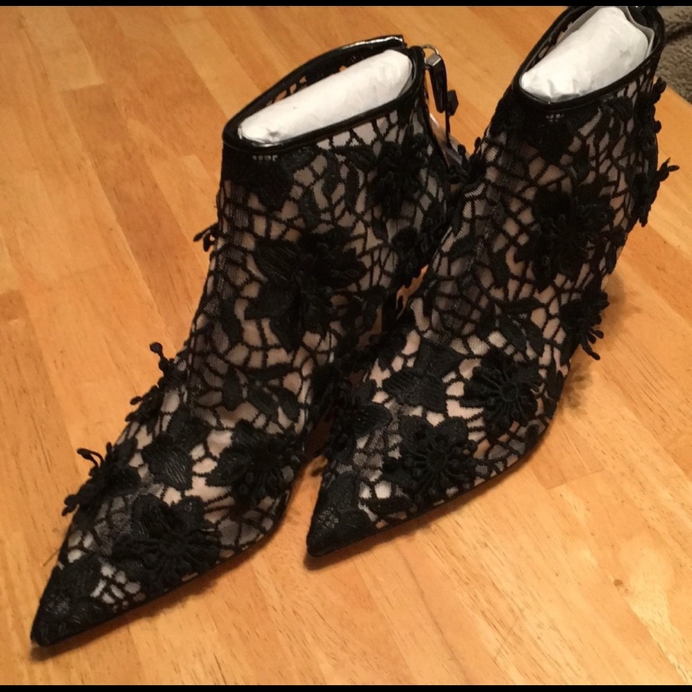 Zara Black Fishnet High Heels